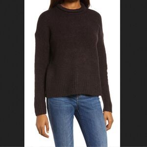 Madewell Luke Puff Neck Trim Pullover Sweater in Heather Raisin‎